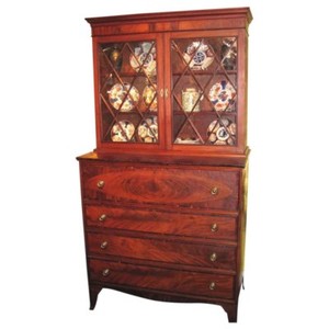Antique American Federal Mahogany Secretary Bookcase Circa 1800 Ebay