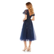 FREE SHIPPING Mac Duggal EMBELLISHED FLUTTER SLEEVE TEA-LENGTH DRESS, size 10