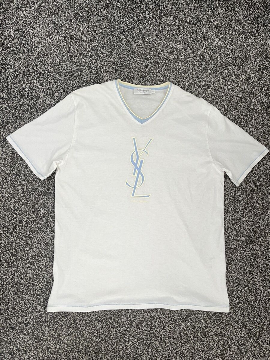 Yves Saint Laurent YSL Men's White T Shirt Big Logo Size XL Yves Saint Laurent YSL Men's White T Shirt Big Logo Size XL