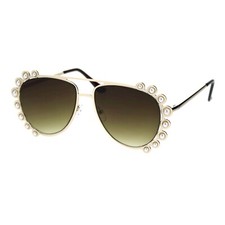 Pearl Studded Pilot Sunglasses Women's Fashion Shades UV400