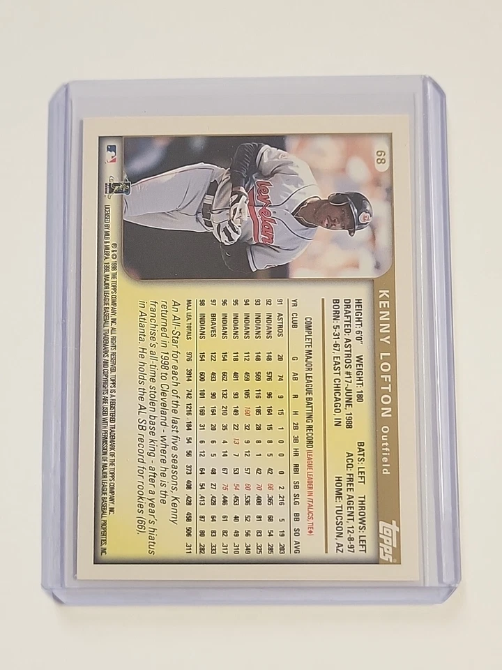 1999 Topps #68 Kenny Lofton Cleveland Indians Baseball Card  - Image 2 of 2