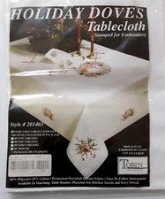Tobin Stamped Napkins HOLIDAY DOVES Four Embroidery Item 20145