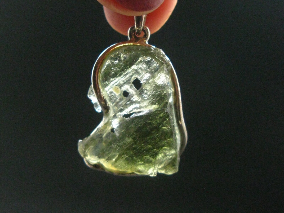 Moldavite Tektite Silver Pendant from Czech Republic