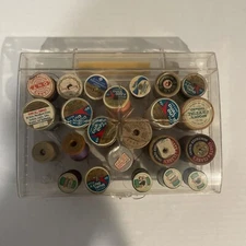 Vintage DRITZ Sewing Thread Spool Box Plastic with Seashells on Top No. 786