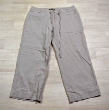 90s Jonathan Martin Capri Pants Beige Ramie Rayon Crop Wide Leg Size 12 VTG