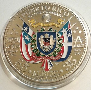Moneda 35 ALBIZU OSCAR LOPEZ San Sebastian PUERTO RICO SILVER Plate Coin token