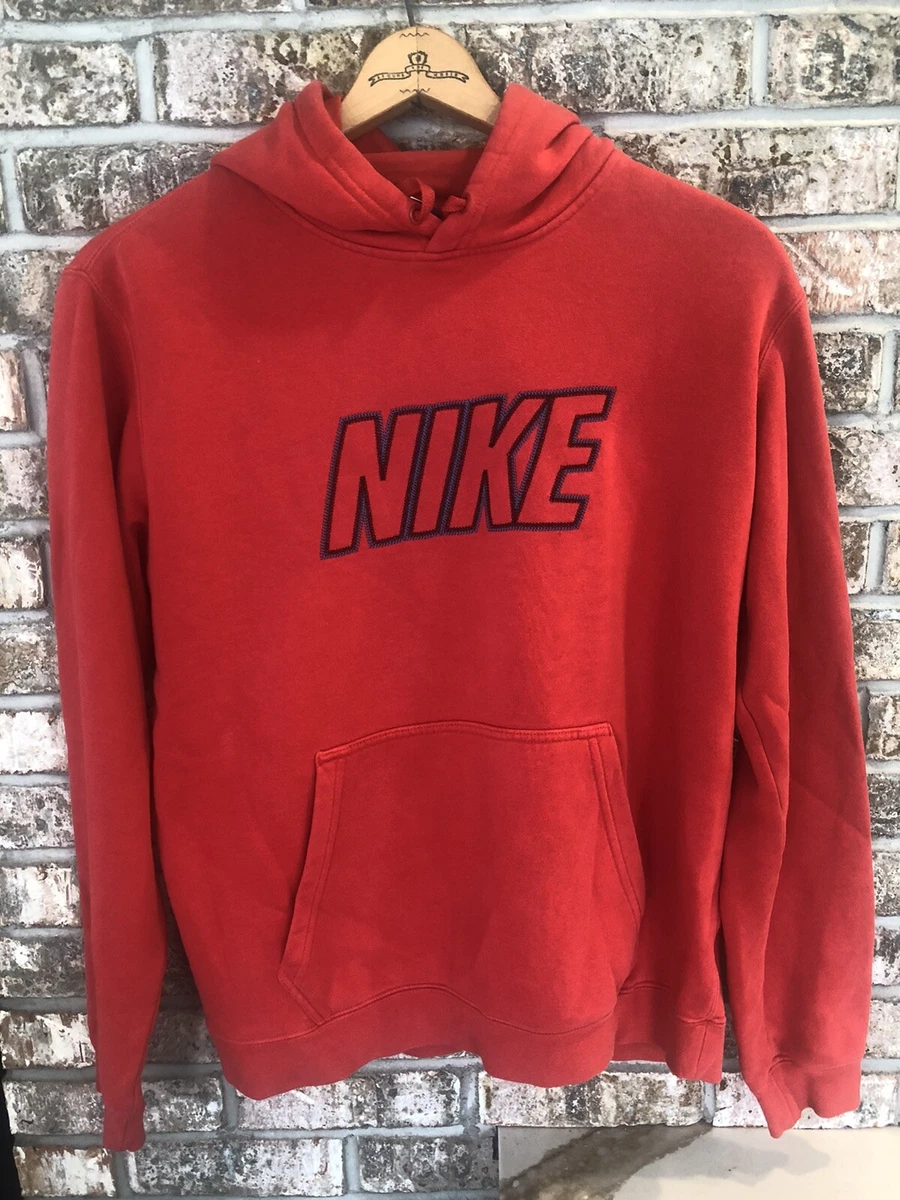 Vintage Y2K Big Nike Logo Red Hoodie Blue Tag Navy Size Medium VTG