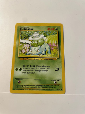 Pokémon TCG Bulbasaur Base Set 44/102 Regular 1st Edition Common | eBay