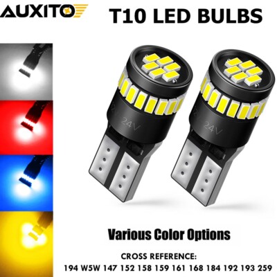 AUXITO T10 168 194 2825 LED License Plate Side Marker Light Bulb Canbus 4 Colors