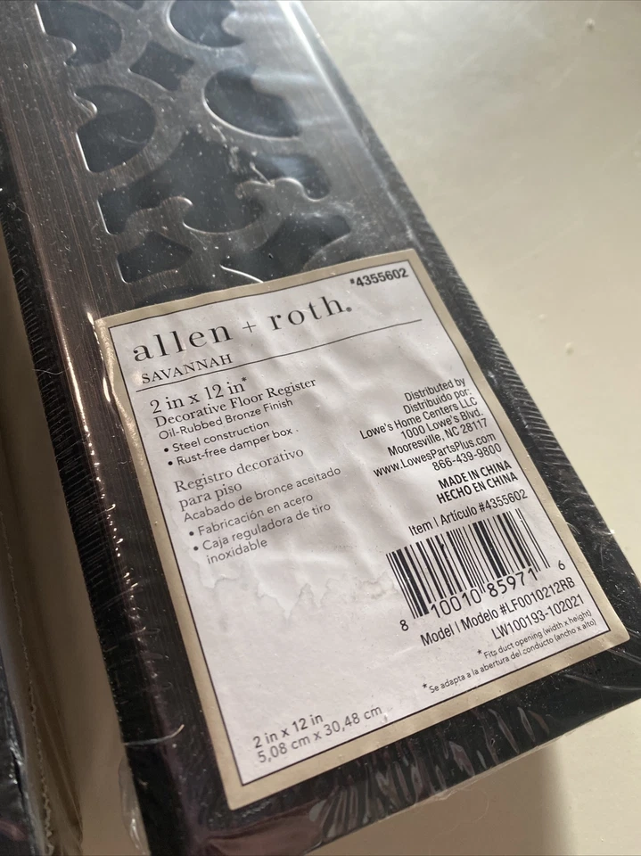 2 NEW Allen Roth SAVANNAH 2” X 12” Antique Bronze Floor Registers Cover 4355602 - Image 4 of 4