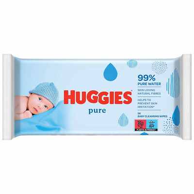Hugies Pure Baby Wipes Cleaning Wipe Fragrance Alcohol Free Wipes Pack Of  56pk