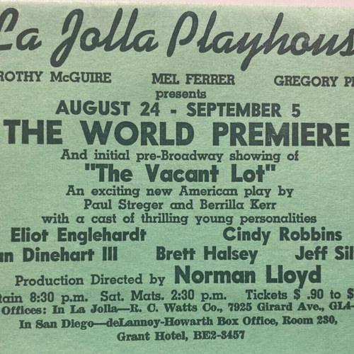1954 Leeres Lot Play Alan Dinehart III Cindy Robbins La Jolla Playhouse Theater - Bild 1 von 4