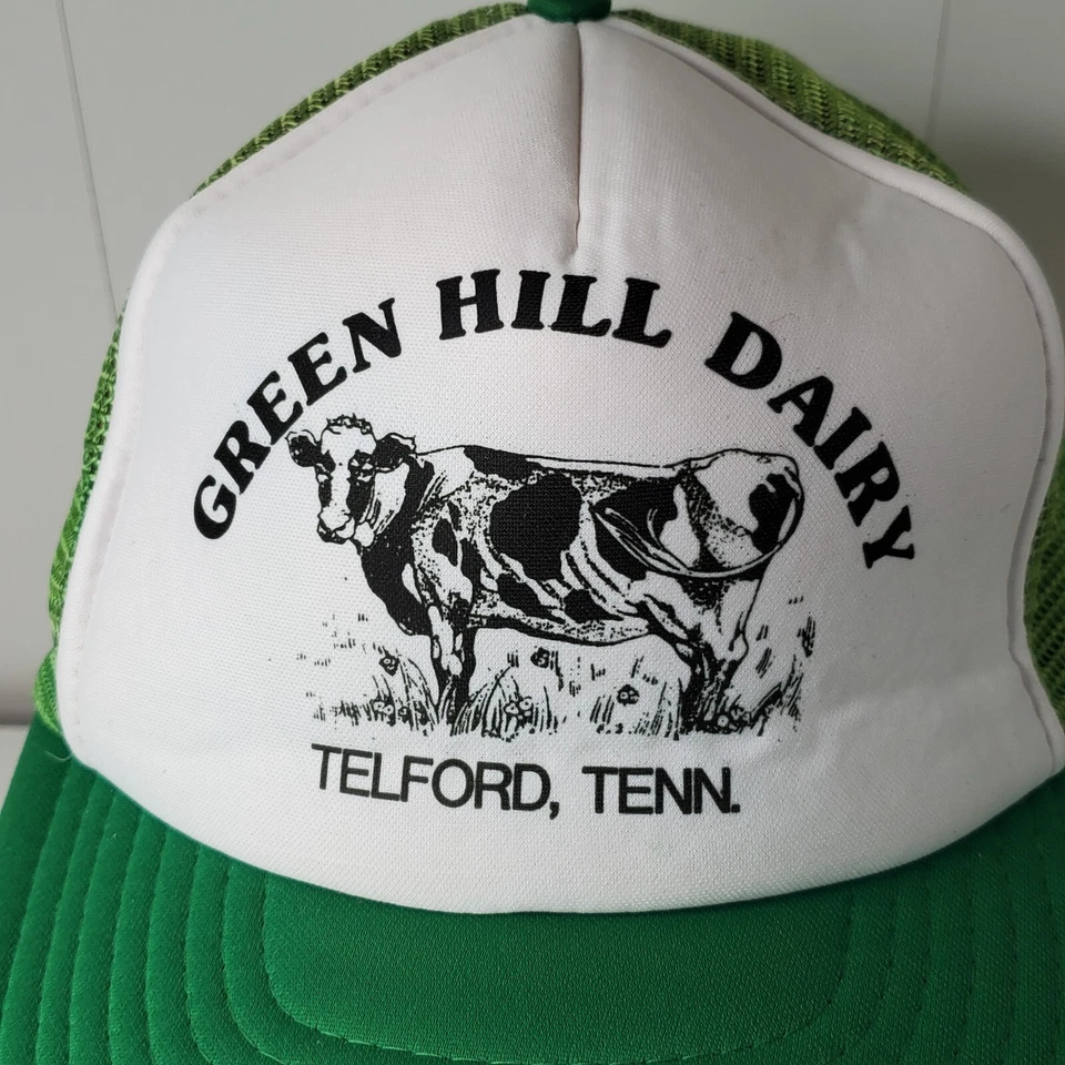 VTG Green Hill Dairy Farm Cattle Cows Telford Tennessee Trucker Hat Snapback Cap - Image 3 of 4