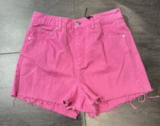 TOPSHOP MOTO MOM High Rise Pink Denim Short Size 12.