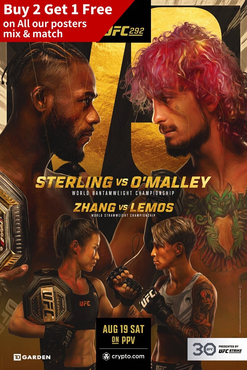 UFC 292 Poster STERLING VS O'MALLEY Art Canvas Print Sports Poster