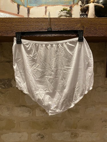 NWOT SZ 10 VANITY FAIR SISSY WHITE SILKY NYLON LACE GRANNY PANTIES BRIEFS 13001 - Picture 4 of 6