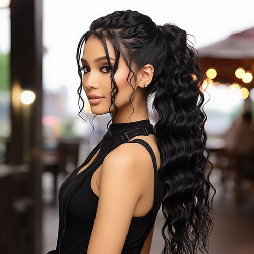 Women's Water Wave Ponytail Wig Curly Pony tails hair for Daily - Picture 6 of 8