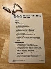 PADI Discover Scuba Diving Cue Card Product No. 70130 7/09 Version 2.0
