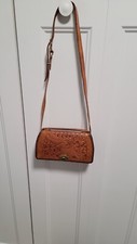 Vintage Hand Tooled Leather Purse Shoulder or Clutch Boho Floral Design