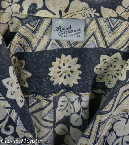 Camisa Informal Hawaiana Royal Creations XL Azul Bronceado Hibisco Tortugas Aloha - Imagen 3 de 5
