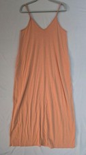 Zenana Premium Tank Dress Womens Medium Orange V Neck Swing Midi Pockets Jersey