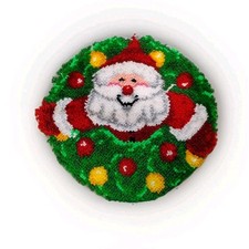 Vintage Santa Claus Face Latch Hook 25  Wall Hanging Rug Christmas Decoration