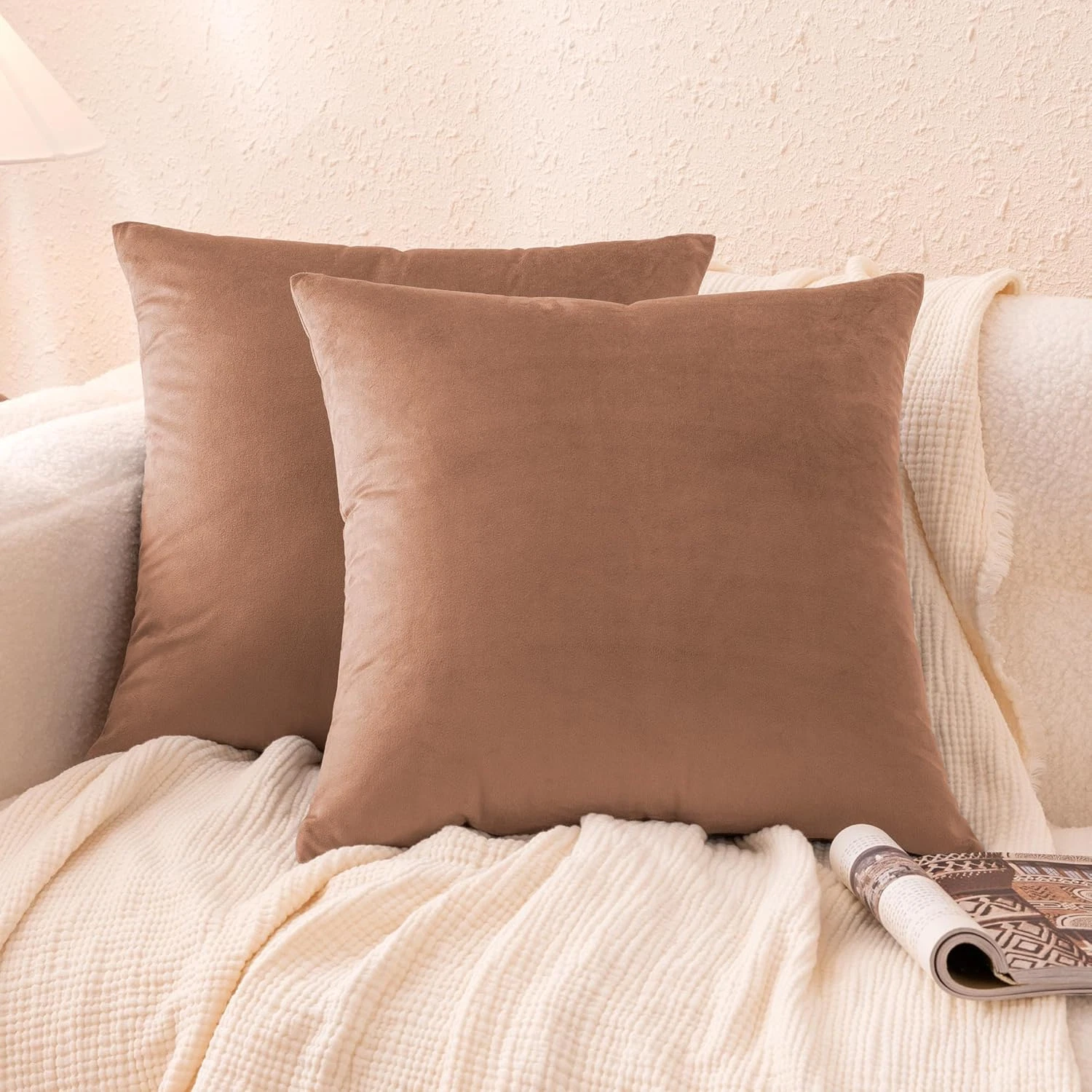 Velvet Throw Pillow Covers, Soft Decorative Square Cushion Cases Modern Home Dec