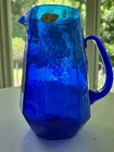 Vintage Blenko Dark Blue Glass  7.5” Pitcher, MCM. Hand Blown. Gorgeous