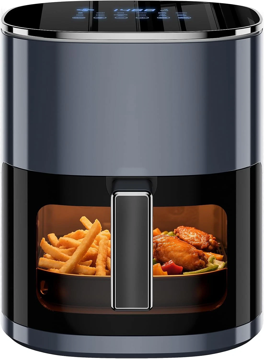 Simple Deluxe 6.3QT Air Fryer 12-in-1 Visible Window 1700W Digital Nonstick Gray