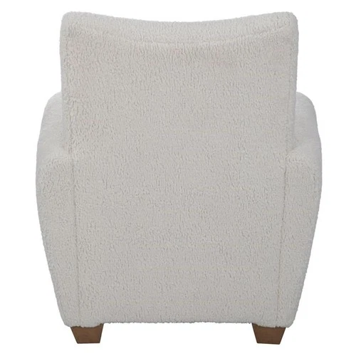 Uttermost Teddy Modern Wood and Fabric Shearling Accent Chair in White - Picture 6 of 8