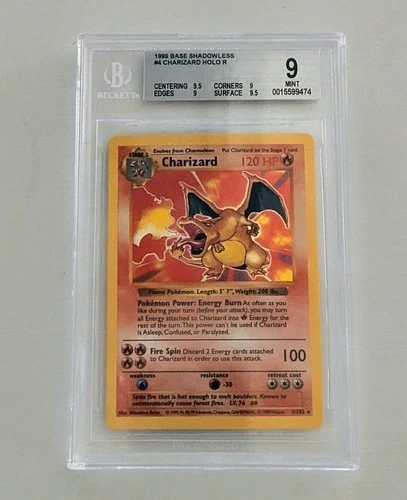 1999 Base Shadowless #4 Charizard Holo Beckett 9. 2 "9.5" subs!