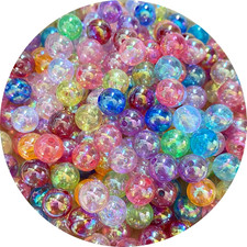 400Pcs 8Mm Acrylic round Bubble Beads AB Colorful Plastic Loose Spacer Beads for