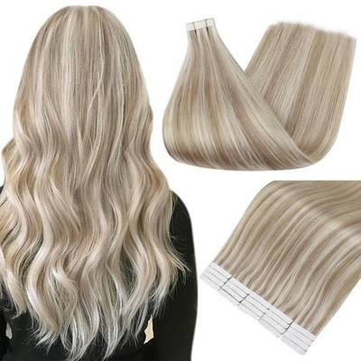 Full Shine Tape in Hair Extensions Invisible Real Human Hair Seamless Skin