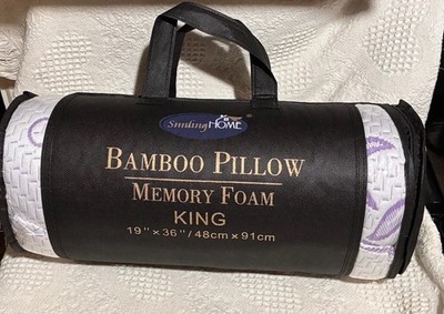 Smiling Home Bamboo Pillow Memory Foam King Size Soft 19x36 New