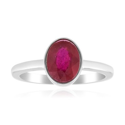 Cavill Rubinring Damen 1,30ct Ovalschliff Platiniertes 925 Silber- Echtschmuck