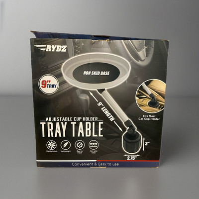 Rydz Adjustable Cup Holder Tray Table - 9  Tray - Vehicle Food Holder 