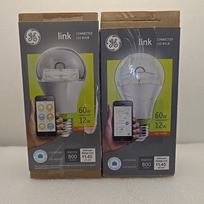 (Set Of 2) GE Link Connected LED A19 Light Bulb 60W Soft White Wink Hub Required