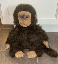 1994 Hosung Chimp Puppet Brown 12" Squeaker Mouth