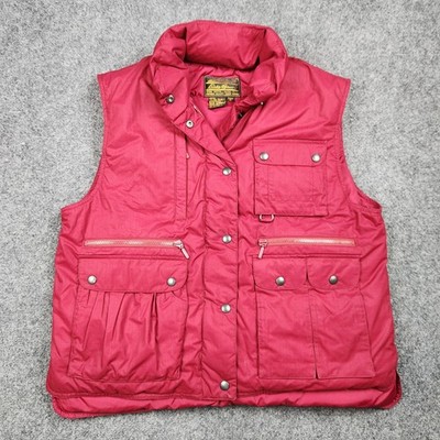 Eddie Bauer Goose Down Vest Womens Medium Red Puffer Outdoor Hunting Pockets
