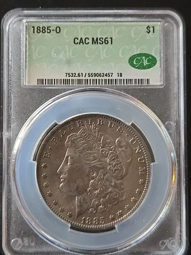 1885-O New Orleans Morgan Silver Dollar Nicely Toned Obverse Reverse Cac Ms61