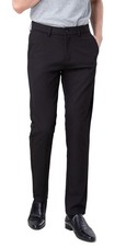 Men s Slim Fit Stretch Dress Pants - Plaid Plain, Black, 32x30
