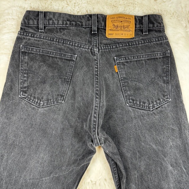 VTG 90s USA Levi's Orange Tab 505 Regular Straight Fit Black Denim Jeans 31x31