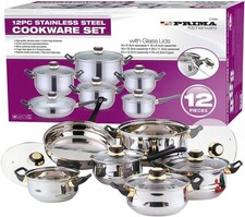 Set di pentole in acciaio inox 12 pezzi - pentole e padelle compatibili induzione