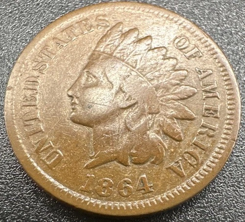 1864 L On Ribbon Indian Head Cent VF Condition  Details Scratched On Obverse