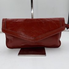 Vintage Red Leather Envelope Clutch Bag Wristlet Made in Dominican Republic