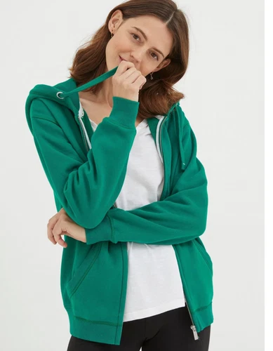 FatFace Kelly Green Zip Front Hoodie - Women's Size 2XL