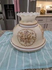 Vintage Quoizel Floral Milk Glass Hurricane Lamp Shade
