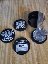 RAIDERS COASTER SET WITH HOLDER. 5 PCS. I WILL CUSTOM MAKE WHATEVER YOU WANT. 