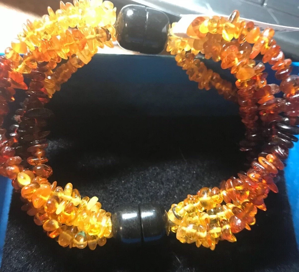 Pulsera Jay King ámbar y negra turmalina con cuentas magnéticas nueva con etiquetas Ret $100 S/M Foto 3 de 4