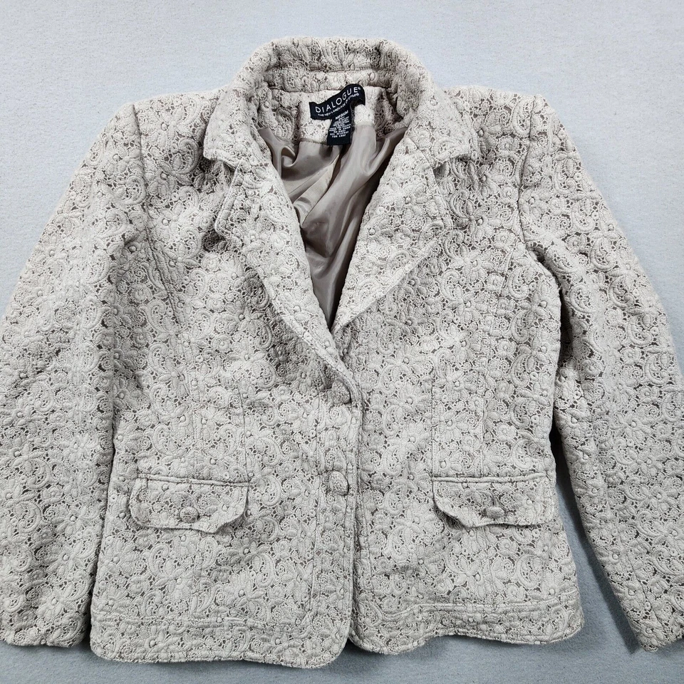 Диалог вышивка официальный костюм куртка две кнопки блейзер женщин средний - Изображение 2 из 4